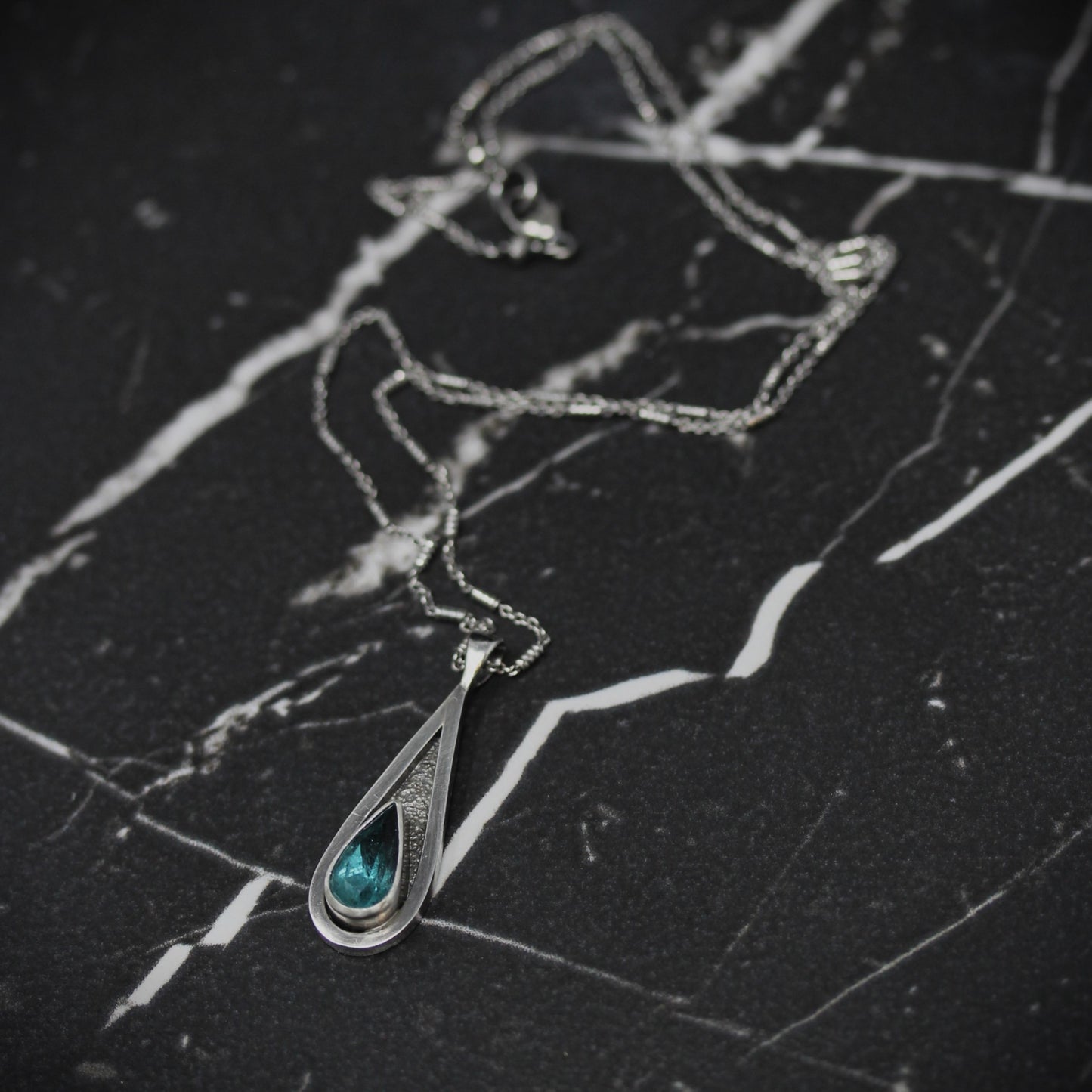 Aqua Apatite Tear Drop Necklace