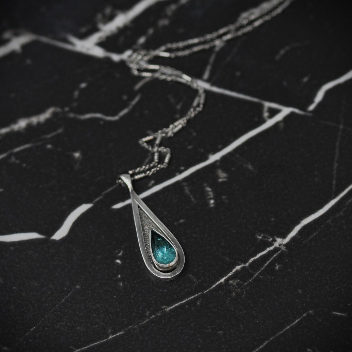 Aqua Apatite Tear Drop Necklace