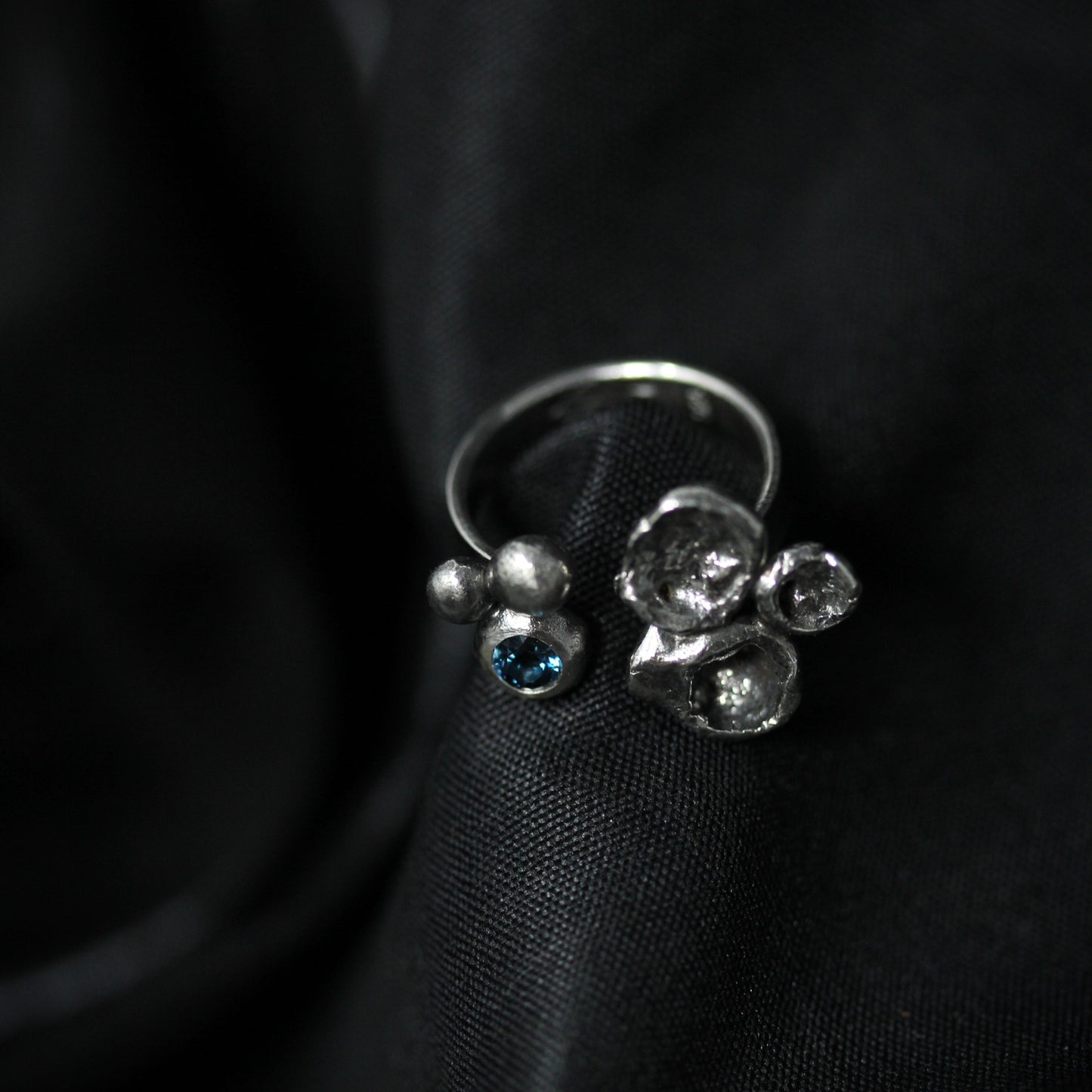 London Blue Topaz Pebbles and Water Cast Ring