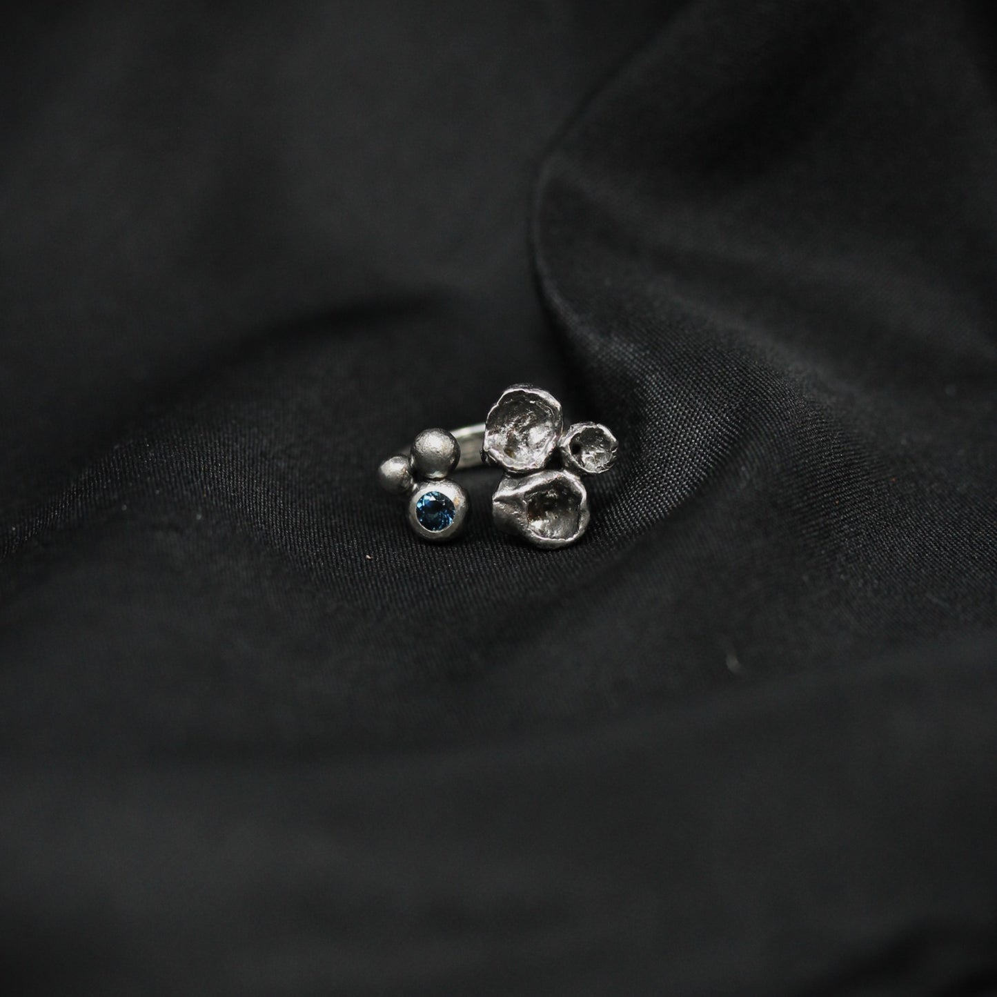 London Blue Topaz Pebbles and Water Cast Ring