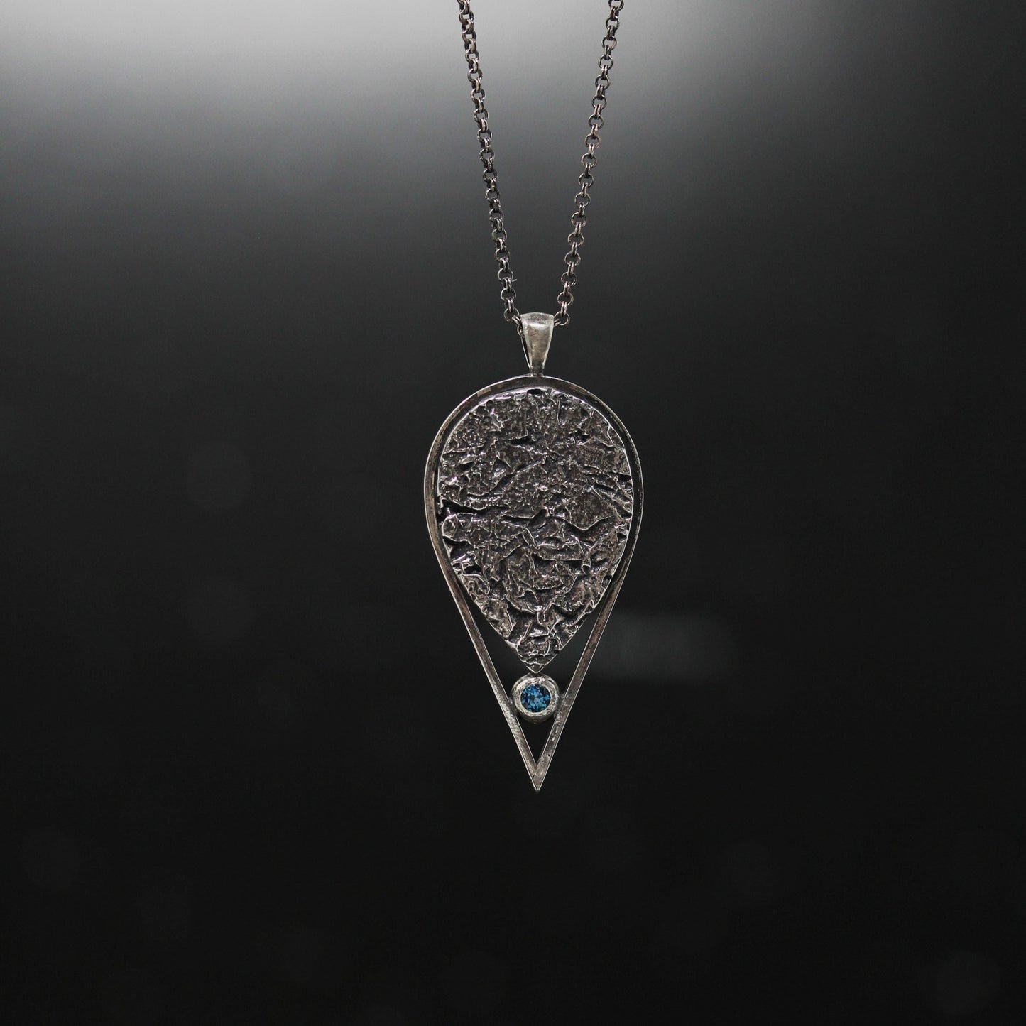 Foil Drop I with Swiss Blue Topaz Necklace
