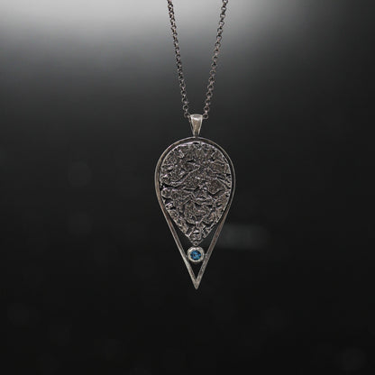 Foil Drop I with Swiss Blue Topaz Necklace