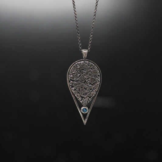 Foil Drop I with Swiss Blue Topaz Necklace