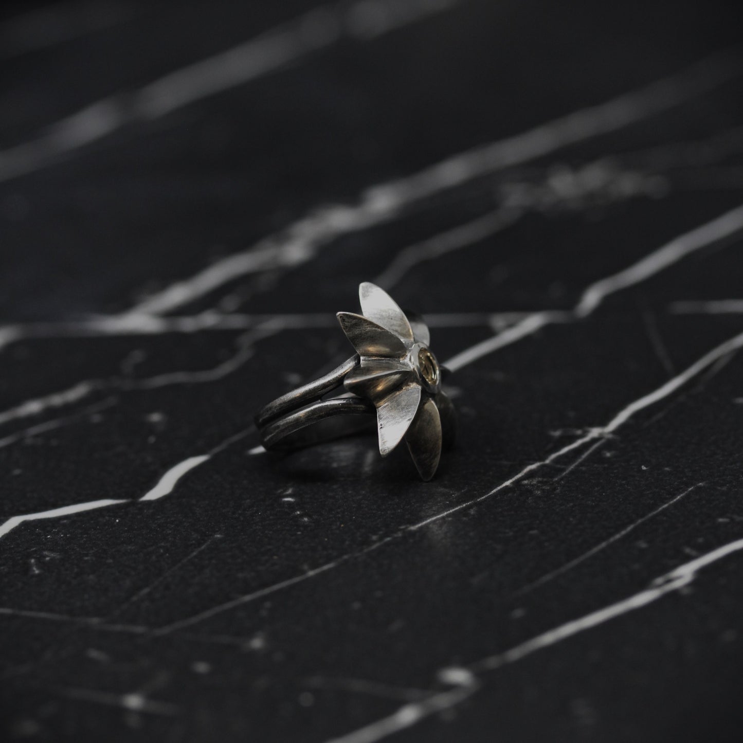 Yellow Citrine Star Flower Ring
