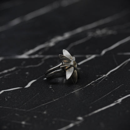 Yellow Citrine Star Flower Ring