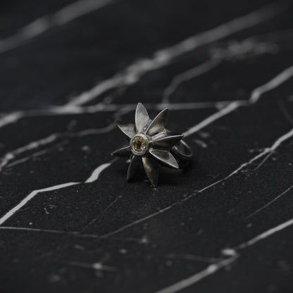 Yellow Citrine Star Flower Ring