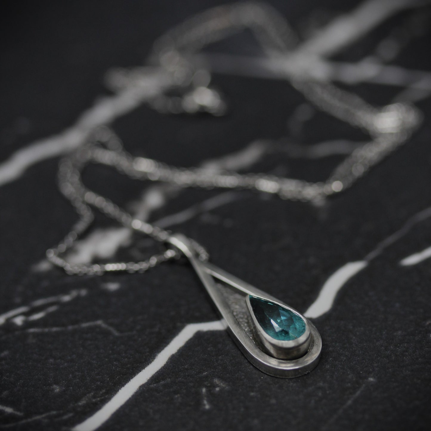 Aqua Apatite Tear Drop Necklace