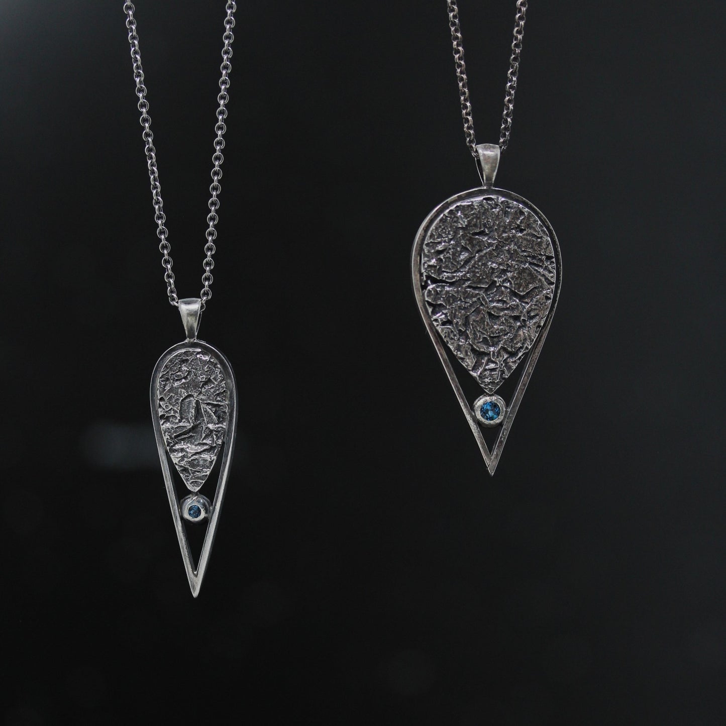 Foil Drop I with Swiss Blue Topaz Necklace