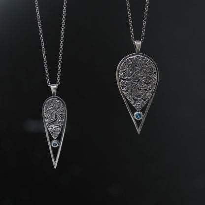 Foil Drop I with Swiss Blue Topaz Necklace