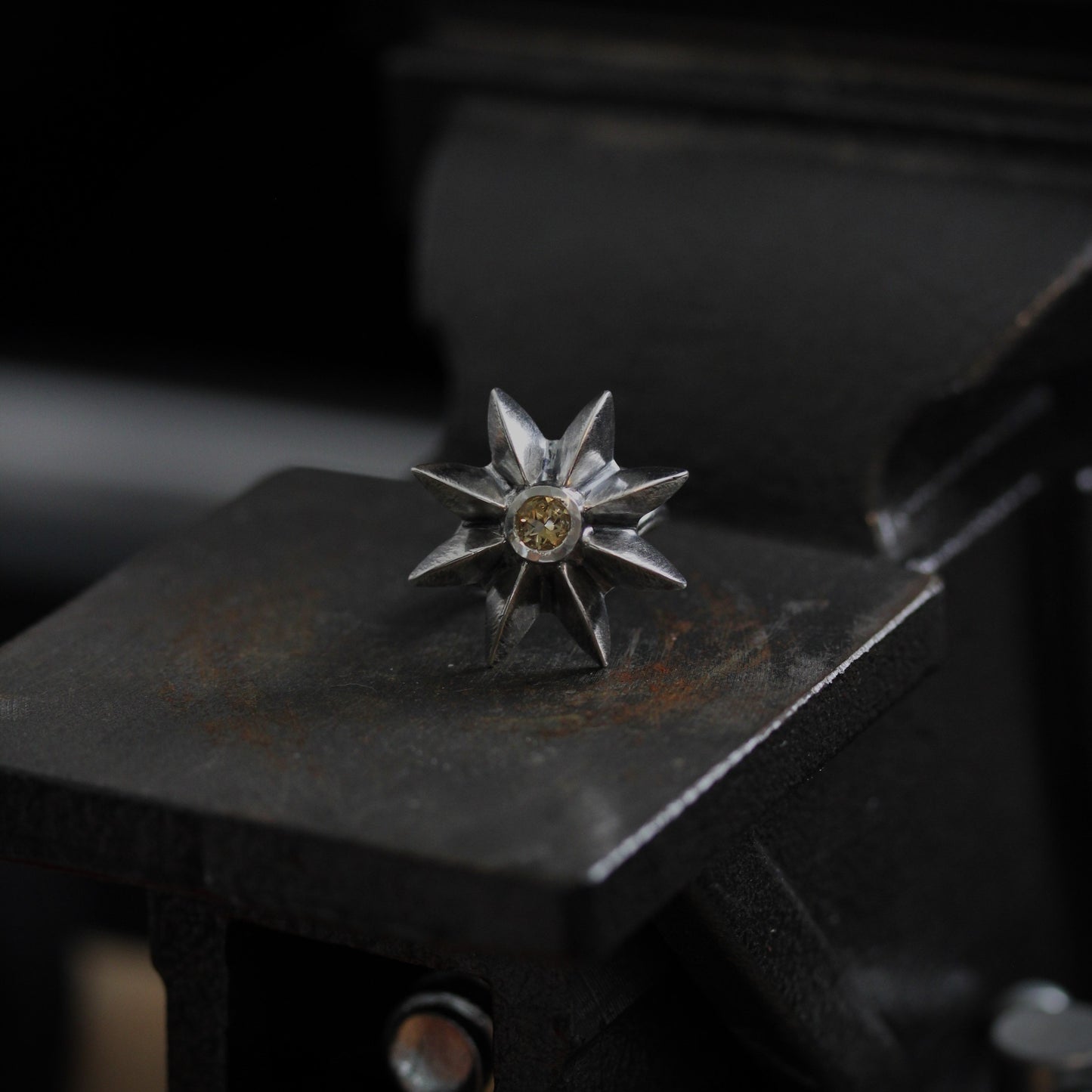 Yellow Citrine Star Flower Ring