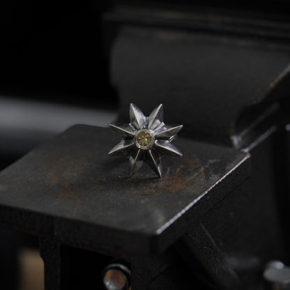 Yellow Citrine Star Flower Ring