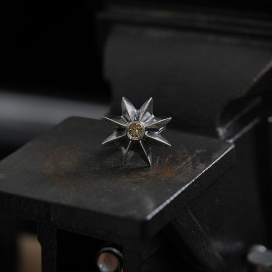 Yellow Citrine Star Flower Ring