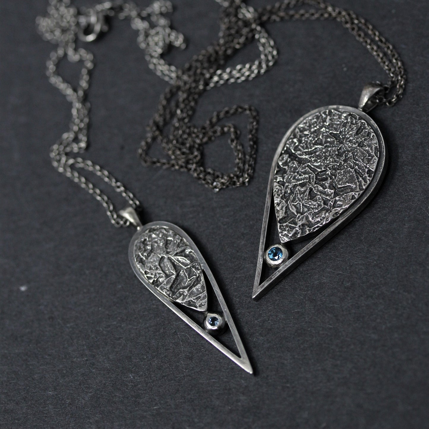 Foil Drop I with Swiss Blue Topaz Necklace