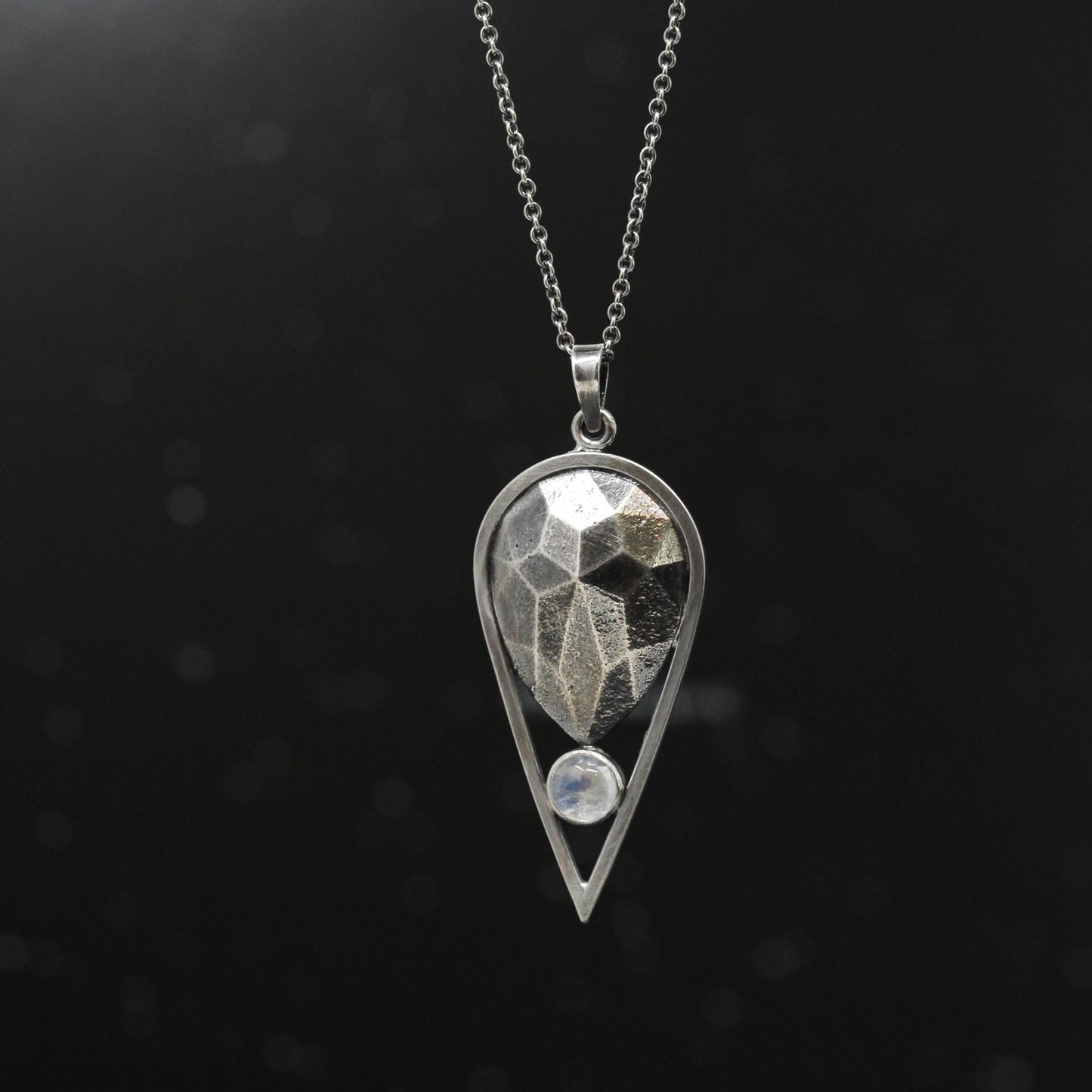 Rhinestone Drop with Moonstone Necklace