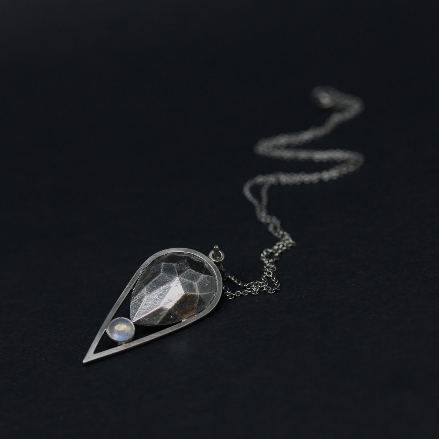 Rhinestone Drop with Moonstone Necklace