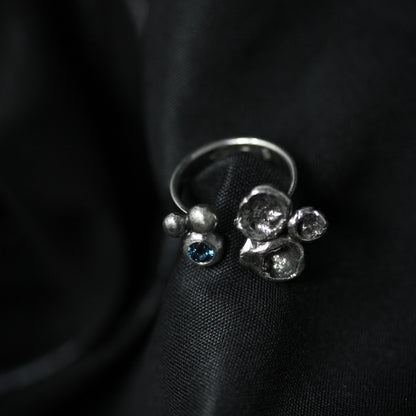 London Blue Topaz Pebbles and Water Cast Ring