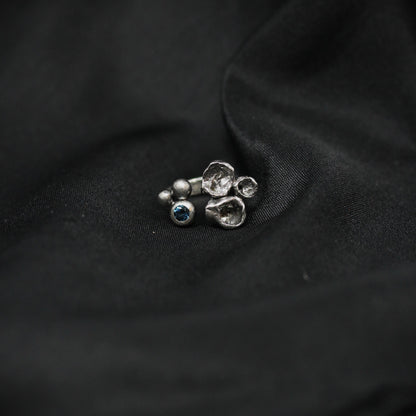 London Blue Topaz Pebbles and Water Cast Ring