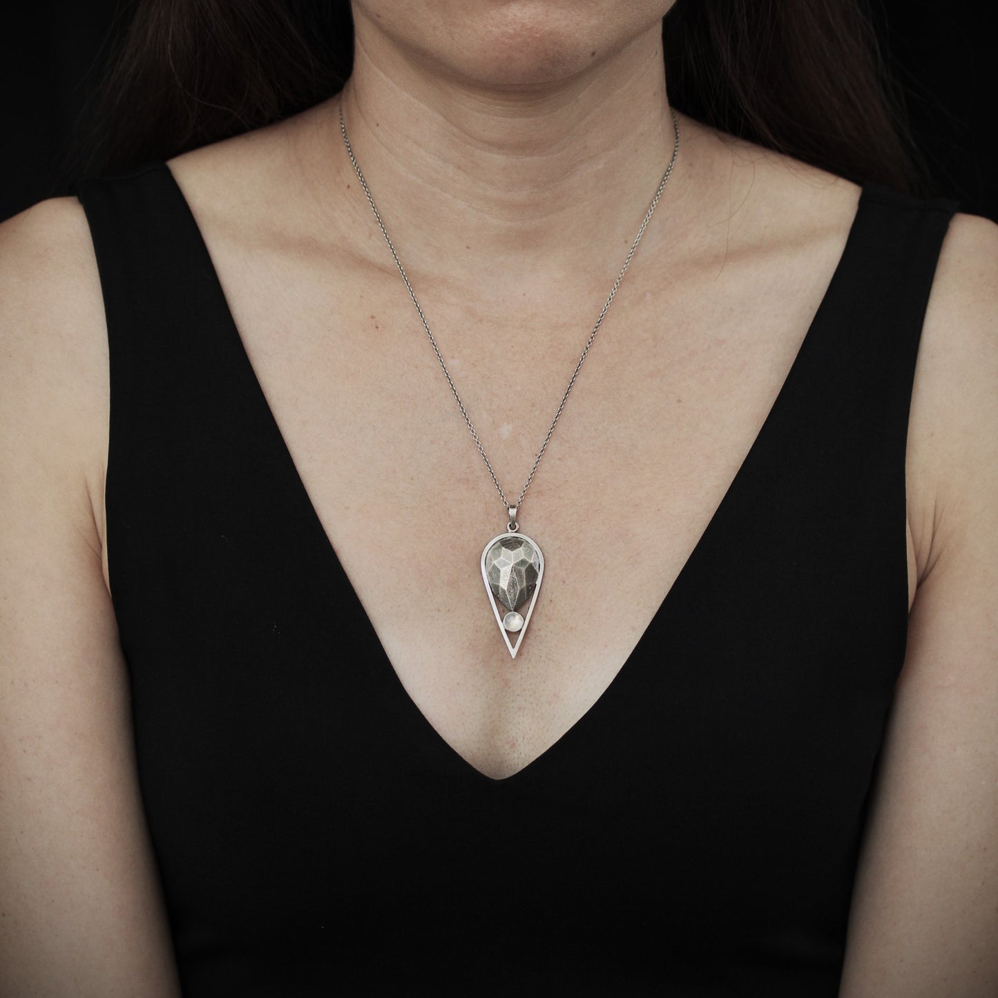 Rhinestone Drop with Moonstone Necklace