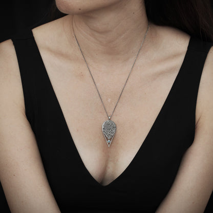 Foil Drop I with Swiss Blue Topaz Necklace